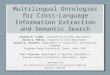 Multilingual Ontologies for Cross-Language Information Extraction and Semantic Search Stephen W. Liddle, Information Systems Department David W. Embley,