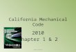 California Mechanical Code 2010 Chapter 1 & 2 LANES POINTS