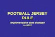 FOOTBALL JERSEY RULE Implementation date changed to 2012