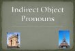 What does an indirect object noun do? Answers the question to whom/for whom Replaces word à + noun (person ) Replaces an indirect object noun