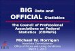 BIG Data and OFFICIAL Statistics The Council of Professional Associations on Federal Statistics (COPAFS) Michael W. Horrigan Associate Commissioner Office