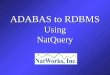 ADABAS to RDBMS UsingNatQuery. The following session will provide a high-level overview of NatQuerys ability to automatically extract ADABAS data from