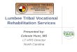 Lumbee Tribal Vocational Rehabilitation Services Presented by: Celeste Hunt, MS LT-VRS Director North Carolina