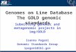 Genomes on Line Database The GOLD genomic standards Submitting genomic and metagenomic projects in img/GOLD Ioanna Pagani Genomic Standards Group ipagani@lbl.gov