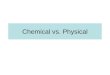 Chemical vs. Physical. Chemical Change involves breaking and/or making Bonds