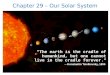 Chapter 29 – Our Solar System "The earth is the cradle of humankind, but one cannot live in the cradle forever." -- Konstantin Tsiolkovsky, 1895
