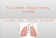 All about Respiratory System Leonardo, Andy, Marilu, Elizabeth