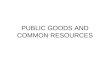 PUBLIC GOODS AND COMMON RESOURCES. THE DIFFERENT KINDS OF GOODS Characteristics of Goods Useful to group various types of goods according to two characteristics
