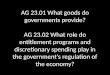 AG 23.01 What goods do governments provide? AG 23.02 What role do entitlement programs and discretionary spending play in the government's regulation of