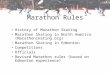 Marathon Rules History of Marathon Skating Marathon Skating in North America (Marathonskating.org) Marathon Skating in Edmonton Competitions Officials