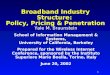 1 Broadband Industry Structure: Policy, Pricing & Penetration Yale M. Braunstein School of Information Management & Systems, University of California,