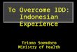 To Overcome IDD : Indonesian Experience Triono Soendoro Ministry of Health