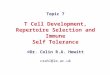 Topic 7 T Cell Development, Repertoire Selection and Immune Self Tolerance ©Dr. Colin R.A. Hewitt crah1@le.ac.uk