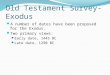 Old Testament Survey- Exodus A number of dates have been proposed for the Exodus. Two primary views: Early date, 1445 BC Late date, 1290 BC