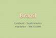 Continent – South America Population – 186,113,000