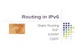 Routing in IPv6 Static Routing RIP EIGRP OSPF. RIP for IPv6