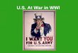 U.S. At War in WWI. WWI Footage 1:41:21 I. The War The U.S. played very little role in the actual fighting until 1918 – Remember we came in at the end