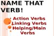 NAME THAT VERB! Action Verbs Action Verbs Linking Verbs Linking Verbs Helping/Main Verbs Helping/Main Verbs