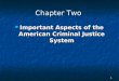 1 Chapter Two Important Aspects of the American Criminal Justice System Important Aspects of the American Criminal Justice System