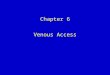 Chapter 6 Venous Access. Chapter Goal  Understand basic principles of venous access & IV therapy, as well as relate importance of employing appropriate