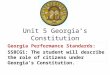 Unit 5 Georgia’s Constitution Georgia Performance Standards: SS8CG1: The student will describe the role of citizens under Georgia’s Constitution