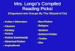 Mrs. Longo’s Compiled Reading Picks! (Organized into Groups By The Wizard of Oz) - Action / Adventure - Classics - Fantasy - Fiction - Fiction (Continued)