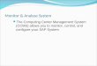 Monitor & Analyse System The Computing Center Management System (CCMS) allows you to monitor, control, and configure your SAP System