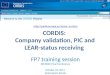 CORDIS: Company validation, PIC and LEAR-status receiving  FP7 training session SEMIDEC Final Conference October 24,