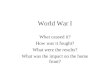World War I What caused it? How was it fought? What were the results? What was the impact on the home front?