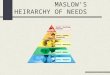 MASLOW’S HEIRARCHY OF NEEDS. CHARACTERISTICS OF M.H. Sense of Belonging Attachement to others Sense of Purpose Value oneself Positive Outlook “Looking