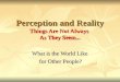 What is the World Like for Other People? Perception and Reality Things Are Not Always As They Seem