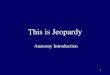 1 This is Jeopardy Anatomy Introduction 2 Category No. 1 Category No. 2 Category No. 3 Category No. 4 Category No. 5 100 200 300 400 500 Final Jeopardy
