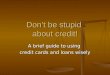 Don’t be stupid about credit! A brief guide to using credit cards and loans wisely