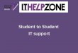 Student to Student IT support. Student Helpdesk? – A service to students by students 10 Advisors ( 2 per shift) – To support the BYOD project. Pilot