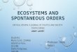 ECOSYSTEMS AND SPONTANEOUS ORDERS CRITICAL REVIEW: A JOURNAL OF POLITICS AND SOCIETY, FORTHCOMING ANDY LAMEY Professor: Paolo Fabbri Students: Mario Conti,