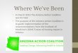 Where We've Been In March 2012 The Arizona Action Coalition was formed. The purpose of the Arizona Action Coalition is to guide implementation of the recommendations