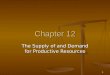 1 Chapter 12 The Supply of and Demand for Productive Resources