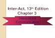 1 Inter-Act, 13 th Edition Chapter 3 Inter-Act, 13 th Edition Chapter 3 Intercultural Communication