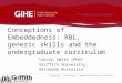 Learning. teaching. higher education research Conceptions of Embeddedness: RBL, generic skills and the undergraduate curriculum Calvin Smith (PhD) Griffith