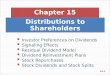 Distributions to Shareholders Chapter 15  Investor Preferences on Dividends  Signaling Effects  Residual Dividend Model  Dividend Reinvestment Plans