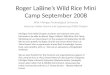 Roger LaBine’s Wild Rice Mini Camp September 2008 With Michigan Technological University American Indian Science and Engineering (AISES) Chapter Michigan
