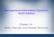 Management Information Systems, Sixth Edition Chapter 14: Risks, Security, and Disaster Recovery