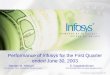 © Infosys Technologies Limited 2003-2004 Performance of Infosys for the First Quarter ended June 30, 2003 Nandan M. NilekaniS. Gopalakrishnan Chief Executive
