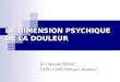 LA DIMENSION PSYCHIQUE DE LA DOULEUR Dr Françoise RADAT UTDC, CHRU Pellegrin, Bordeaux
