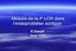 Mesure de la P LCR dans lendoprothèse aortique P.Joseph Sept 2006