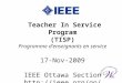 Teacher In Service Program (TISP) Programme denseignants en service 17-Nov-2009 IEEE Ottawa Section 
