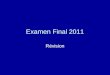 Examen Final 2011 Révision. regular -er verbs exemple: parl je parl tu parl il/elle/on parl (any singular noun) nous parl vous parl ils/elles parl (any
