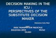 DECISION MAKING IN THE ICU : PERSPECTIVES OF THE SUBSTITUTE DECISION MAKER Intensive Care Med 2003 DESC REANIMATION MEDICALE Décembre 2004Michel Coulon