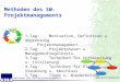 Weickert/Helmerich Methoden des SW-Projektmanagements 1.Tag: Motivation, Definition u. Abgrenzung Projektmanagement 2.Tag:Projektphasen u. Managementregelkreis