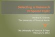Selecting a Research Proposal Topic, Spring 2012